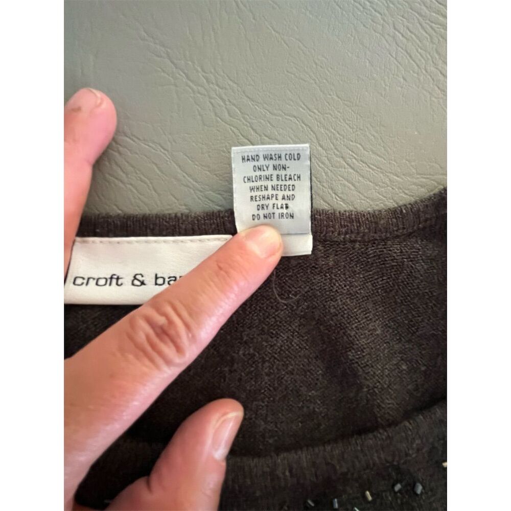 Croft & Barrow Women's Black Cardigan 2 piece Set L Beaded Accents Long Sleeve - Picture 7 of 10